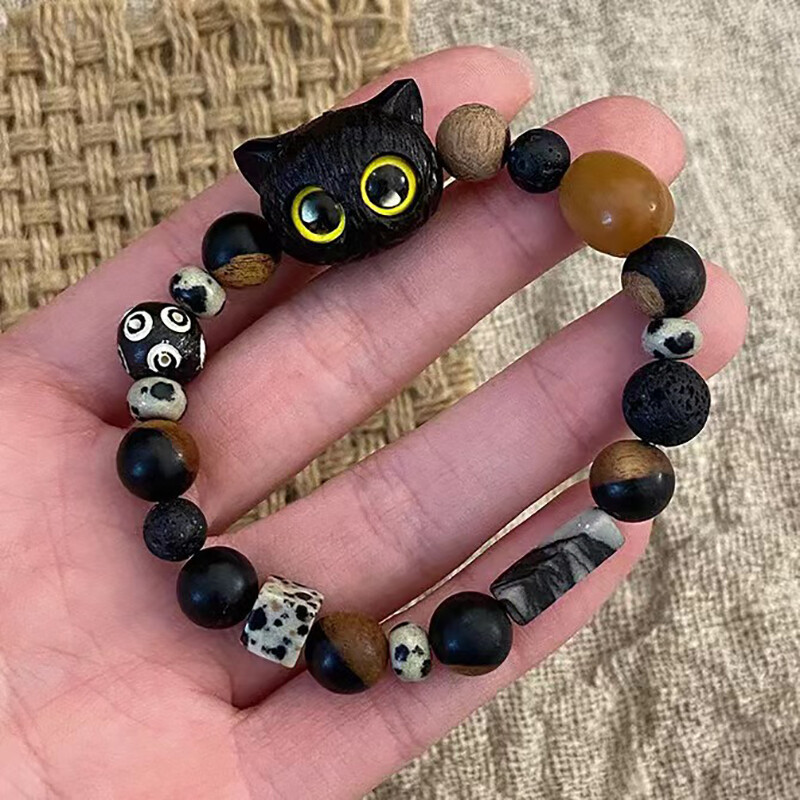 Cute Black Cat Bracelet For Women Men Fashion Cartoon Animal Beaded