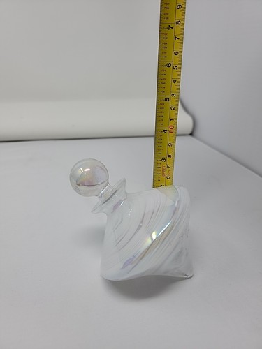 Vintage Taiwan Art Glas Parfüm Flakon mit Stopfen weiß Wirbel & blauer Flakon - Bild 19 von 20