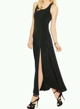 NEW MICHAEL KORS Crisscross Ring Back Jersey Maxi Dress Black/Gold XL