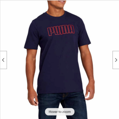 Puma Men's Logo Cotton Crew Neck Double Down T-Shirt(PEACOAT,XXL) NWOTD