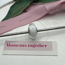 Pandora Murano Glass White Fizzle Charm Bead 791617CZ Retired Authentic Ale