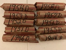 10 rolls (500 coins) Lincoln Wheat pennies Denver mints NO DUPLICATE ROLLS