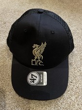 Liverpool FC 47 Dual Brand Black And Metallic Gold Baseball Cap. New