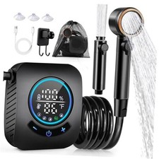 Portable Shower, 8000mAh Rechargeable Camping Black With Fahrenheit Display