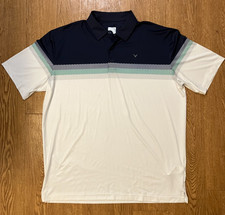 Callaway Men s Large Golf Polo Shirt White Blue Opti-Dri Performance Stretch