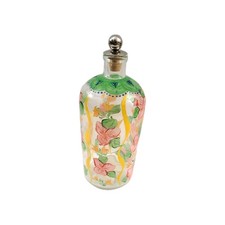 Tracy Porter Zrike Hand Painted Tall Glass Bottle Home Collection Portugal 8.5"