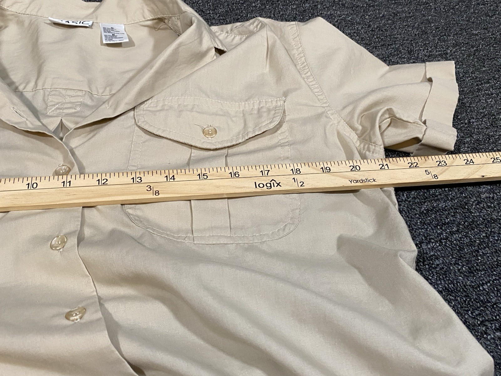 Basic Editions Womens Button Down Beige Shirt Sho… - image 6