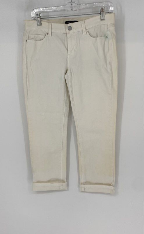 White House Black Market Womens White Light Wash Cropped Leg Jeans Size 4