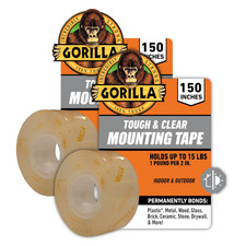 Gorilla Tough  Clear Double Sided Mounting Tape 1in x150in 2 Pack