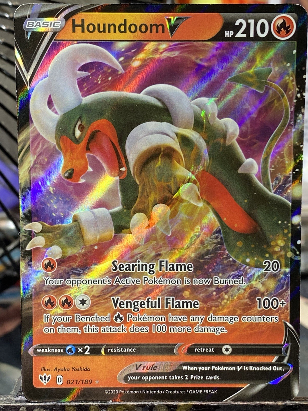 Pokémon TCG Houndoom v Darkness Ablaze Holo Ultra Rare Card 021/189 NM Condition