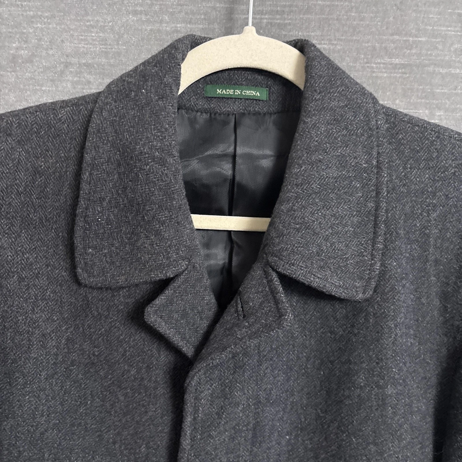Lauren Ralph Lauren Coat Mens 40R Gray Wool Herringbone Overcoat Classic Jake - product detail image 4