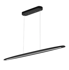 51" Wood Linear Pendant Light Dining Room Kitchen Pool Table LED Dimmable Black