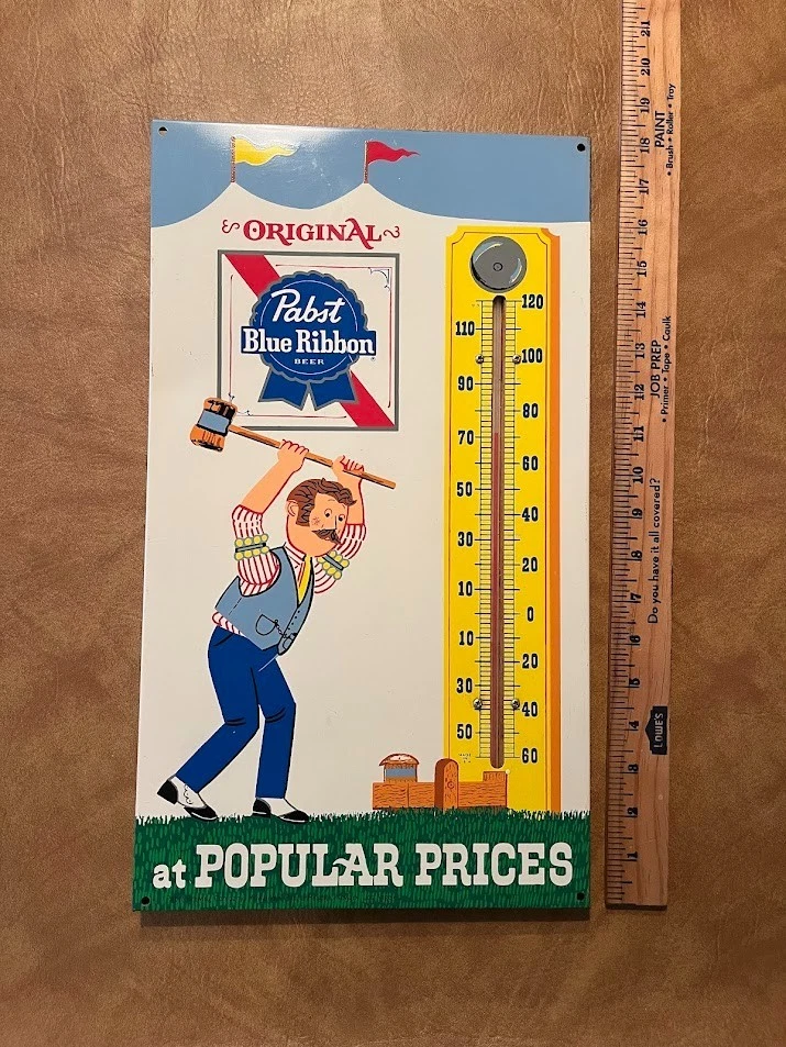 Vintage Pabst Blue Ribbon Thermometer Press Sign Co-St. Louis, MO U.S.A. - Image 3 of 4