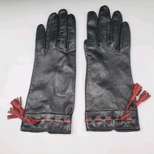 Vintage Women Leather Gloves Silk Lined Black Hungarian Size 7.5