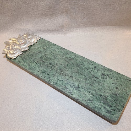 Charcuterie Board Green Marble Arthur Court Pewter Rabbit Cheese Board Vintage 1986 - Bild 1 von 7