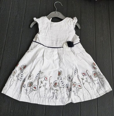 Baby Mädchen Kleid - Größe 86 - weiß mit Blumen