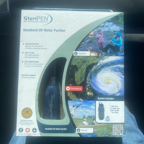 UV WATER PURIFIER Traveler Handheld Water Bottle PreFilter STERIPEN Hiking Camp