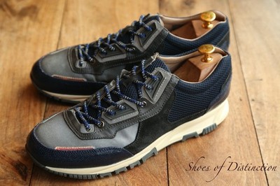 Lanvin Navy Blau Leder Wildleder Sneaker Turnschuhe Schuhe Herren UK 8 US 9 EU 42