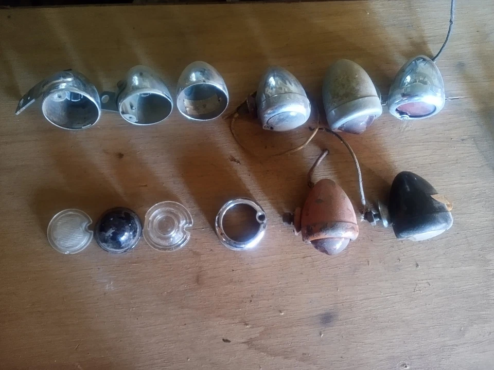 Harley Davidson Knuckle Pan Park Marker Lights Años 40 Años 50. Lote de 12 lentes de vidrio Foto 3 de 4