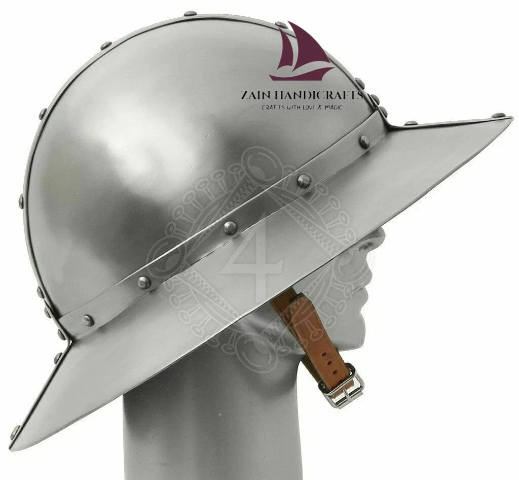 ZAIN 18 Calibre Acero Medieval Caballero Hervidor Sombrero Guerrero Disfraz R...