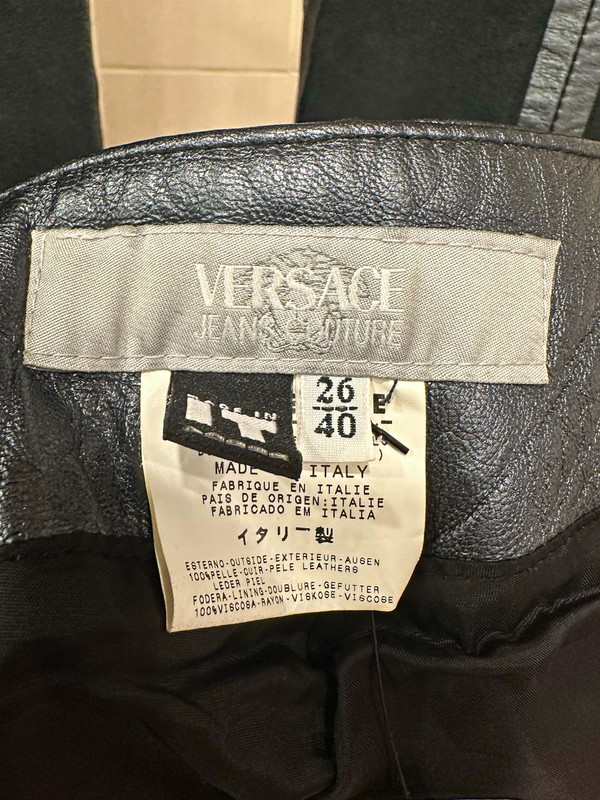 Vintage Versace Jeans Couture Women's Black Leather Pants size 26