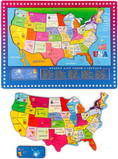 46 Pieces Wooden USA Map Puzzle for Kids US Map Puzzle Educational