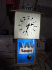 Vintage Hamms Beer Light - Clock - Bar Sign with Working Clock Pendulum