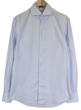 Suitsupply Men's Formal Shirt 39/15 1/2 Extra Slim Blue Cotton Twill