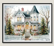 Victorian House 2 - DIY Chart Counted Cross Stitch Patterns Needlework DMC Color