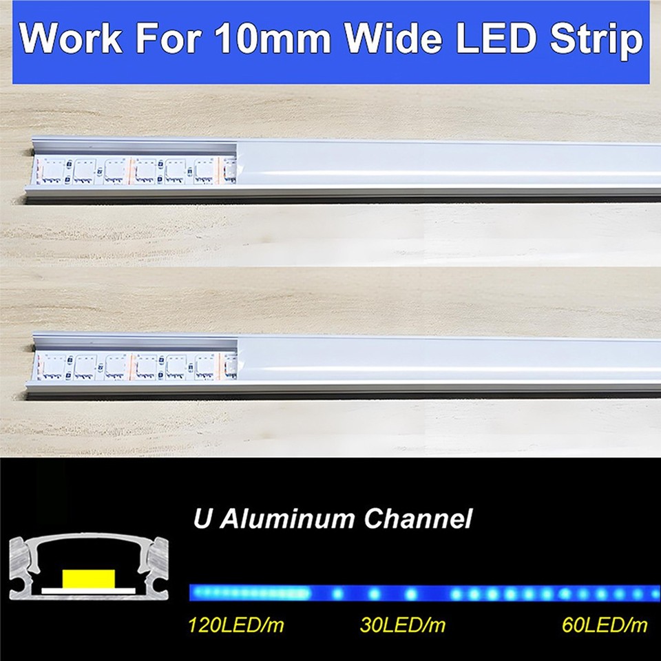 50Pack Easy Install U Channel Led Strip Light Aluminum Profile Diffuser ...