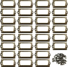 30Pcs Antique Bronze Cabinet Drawer Metal Card Tag Frame Label Holder 70x33mm