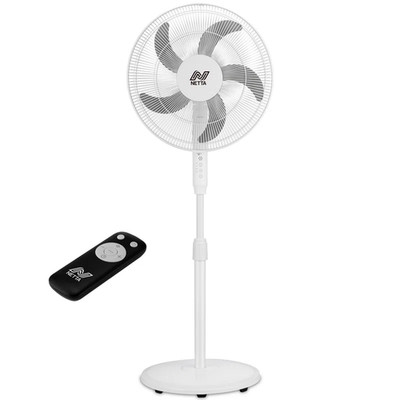 16   Standventilator mit Fernbedienung, 3 Geschwindigkeiten, 7 Stunden Timer & Oszillation, Adju