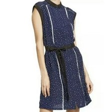 Jason Wu for Target Sleeveless Belted Buttondown Dress Navy White Polka Dots L
