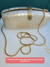 Vintage Saks Fifth Avenue clam shell vintage clutch h22b 50s 8x4x3 11oz