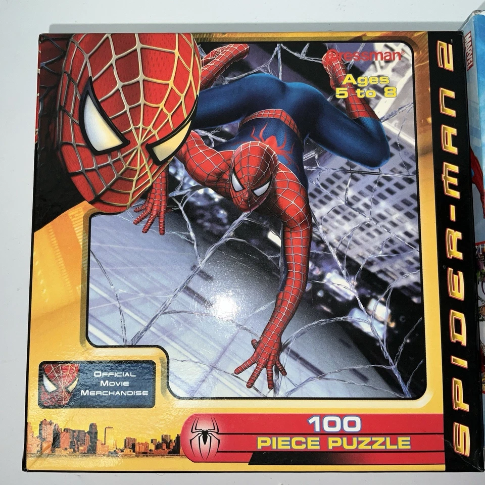 Lote de 2 rompecabezas de 100 piezas Marvel Comics Spider-Man (2003-2004) caja abierta, completo Foto 4 de 4