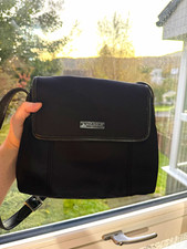 Vintage Coach Black Neoprene Flap Crossbody Bag Leather Trim Shoulder Handbag
