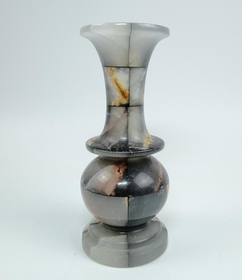 Onyx Marmor Knospen Vase Deko Stein Vase grau schwarz weiß Äderung 15 cm
