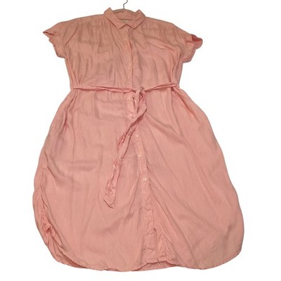Style & Co Womens Pink Lyocell Button Down Midi Shirtdress with Belt Large