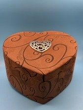 Brighton Brown Suede Fill  Your Heart Jewelry Box  Heart Shaped 3  Tiered Trays