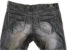 VTG Y2K Request Jeans Charcoal Men 42x32 Seat Fade Stretch Embellished Pockets
