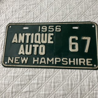 1956 New Hampshire Antique License Plate # 67 !! 2 Digit #. 1st Yr This Size