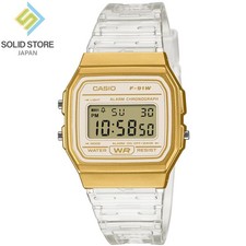 CASIO Collection F-91W F-91WS-7A2JF Gold Digital Watch Clear Band Eco Package