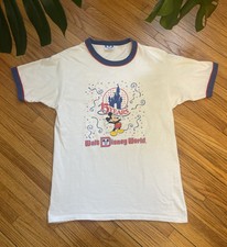 Vintage 80s 1986 Large Walt Disney World Mickey Mouse Ringer T-Shirt USA