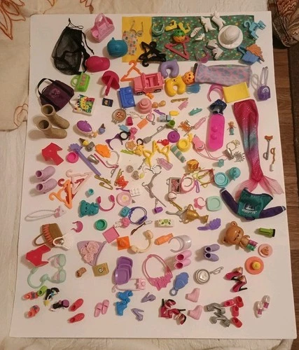 Vintage Barbie & Small Doll Accessories Lrg Lot 80s 90s Shoes Purses Hats Mattel