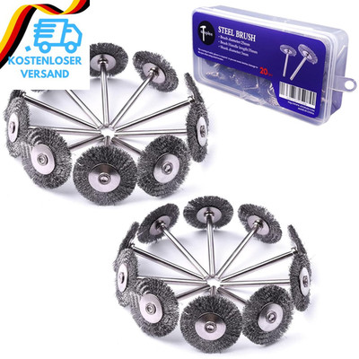 ATOPLEE Drahtbürsten-Set, 20 Stück 1 Zoll/25Mm Mini-Drahtbürste Mit 3Mm Rundscha