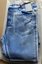 Men's ARMOR JEAN Shiny Blue Foil Washed STACKED Denim 34X36