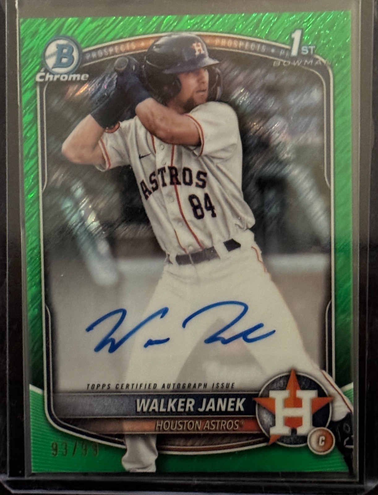 2025 Bowman Chrome Green Shimmer 1st Walker Janek On Card Autograph 93/99