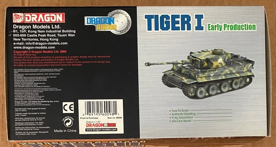 Dragon Armor 1:72 Tiger I Early Production Das Reich Russia 1943 Die Cast Tank - Image 3 of 4