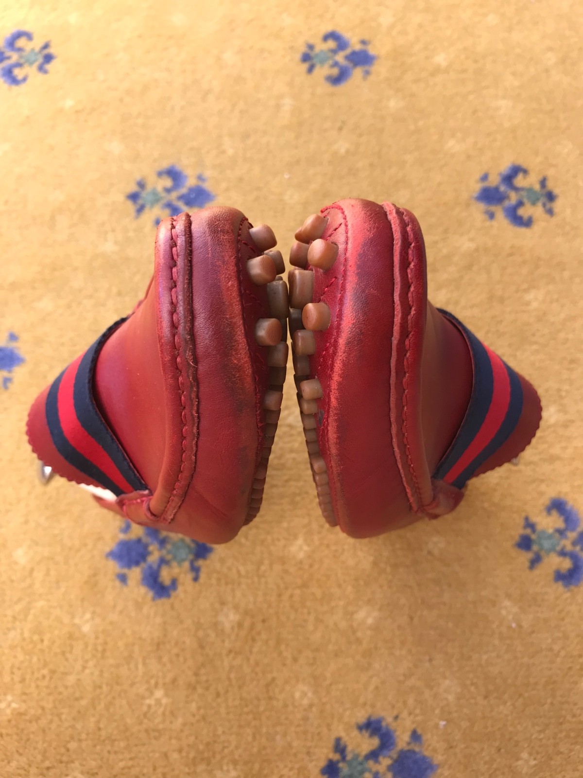 Gucci Loafers Leather Shoes Drivers Red Web Blue Mens US 7 UK 6.5 EU 40.5 thumbnail 7