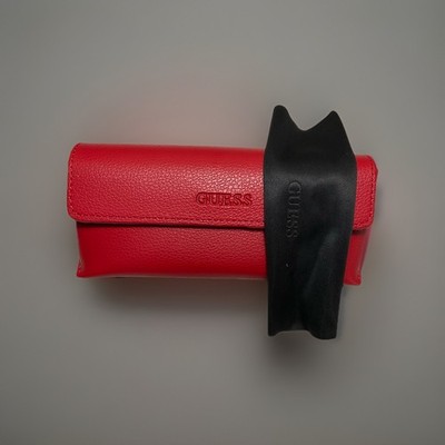 Guess Red Eyeglass Sunglass Case with matching Black Cleaning Cloth